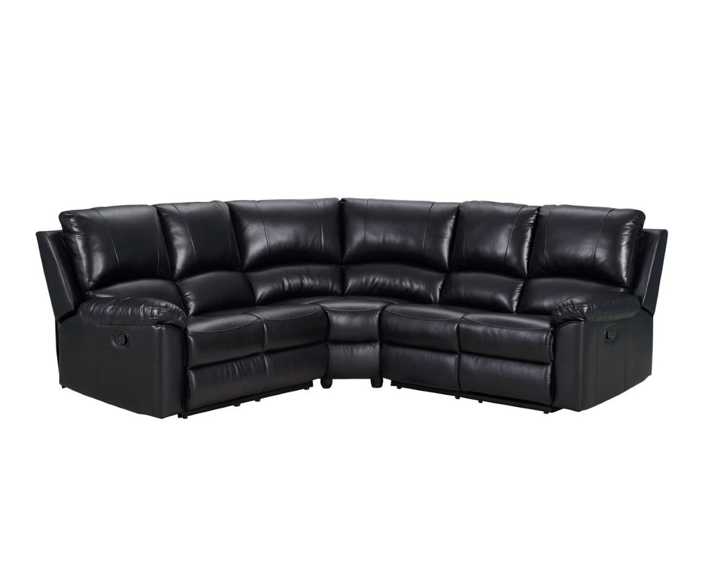 HomeRoots Black U-Shaped Corner Sectional Sofa - Comfortable 3-Piece Reclining Design for Modern Living Spaces BLACK 366242
