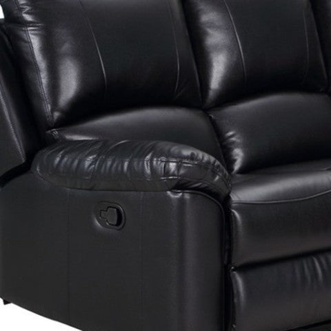 Homeroots Three Piece Indoor Italian Leather Seating Set For Six – Luxurious Comfort & Stylish Design Black  366242