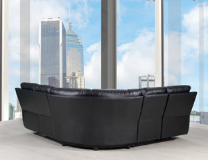 Homeroots Black Polyester Blend Power Reclining U Shaped Three Piece Corner Sectional Black  366243