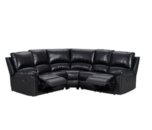 Homeroots Black Polyester Blend Power Reclining U Shaped Three Piece Corner Sectional Black  366243