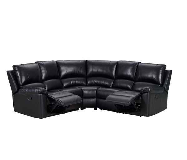 Homeroots Black Polyester Blend Power Reclining U Shaped Three Piece Corner Sectional Black  366243