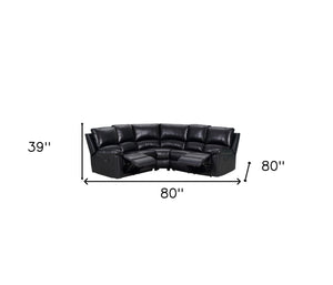 Homeroots Black Polyester Blend Power Reclining U Shaped Three Piece Corner Sectional Black  366243