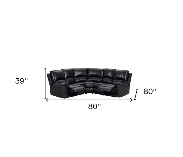 Homeroots Black Polyester Blend Power Reclining U Shaped Three Piece Corner Sectional Black  366243
