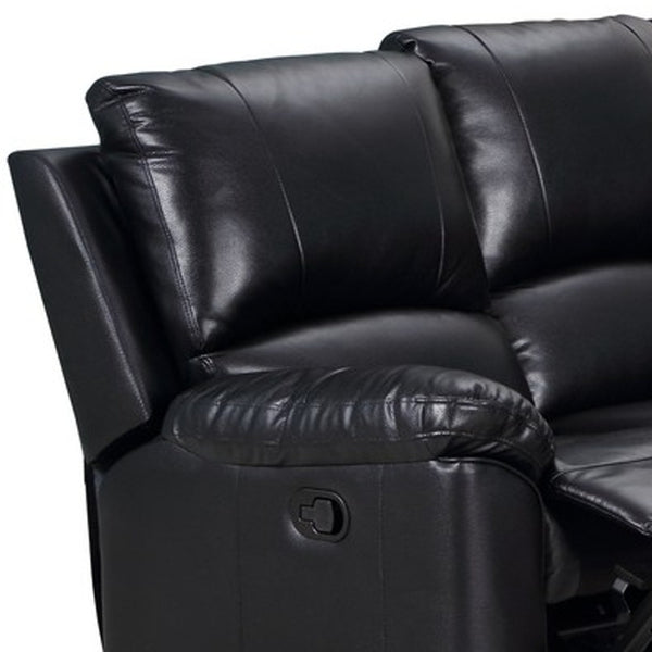Homeroots Black Polyester Blend Power Reclining U Shaped Three Piece Corner Sectional Black  366243