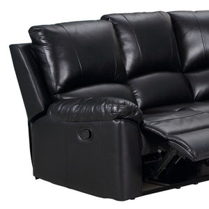 Homeroots Black Polyester Blend Power Reclining U Shaped Three Piece Corner Sectional Black  366243