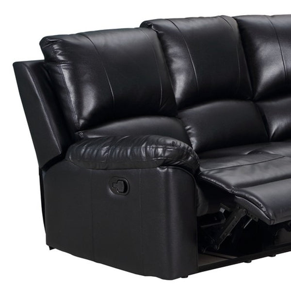 Homeroots Black Polyester Blend Power Reclining U Shaped Three Piece Corner Sectional Black  366243