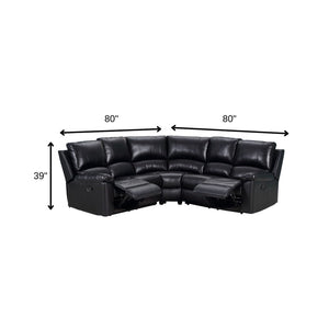 HomeRoots Black U-Shaped Power Reclining Sectional Sofa - Modern Comfort with Stylish Design for Any Room BLACK 366243
