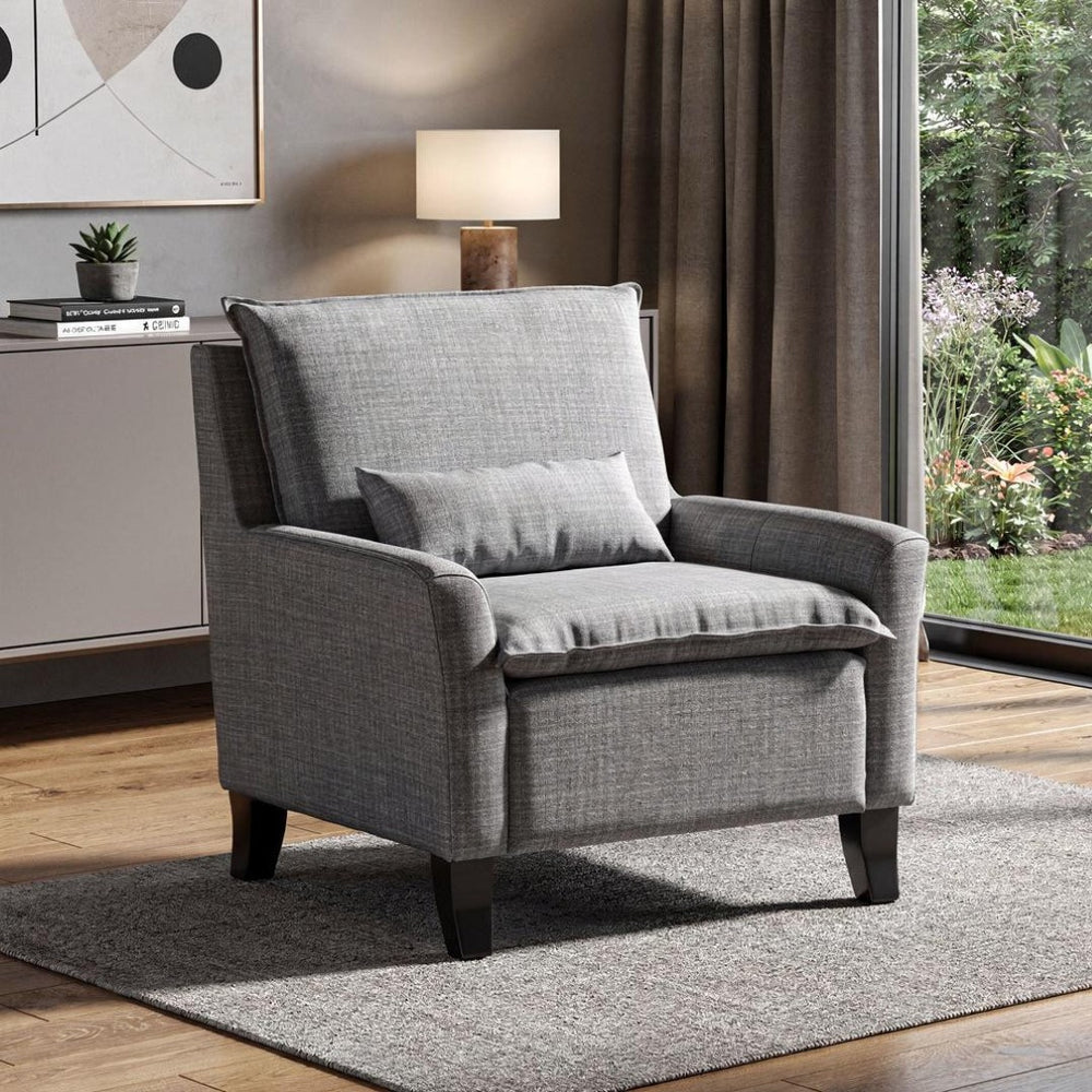 HomeRoots 32" Stylish Black Fabric Arm Chair - Elegant Design, Plush Comfort, Perfect for Living Spaces & Offices Gray 366248