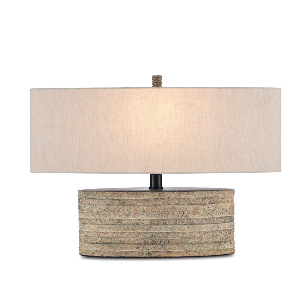 Innkeeper Rustic Oval Table Lamp - Elegant Terracotta Design with Vanilla Linen Shade for Home Decor