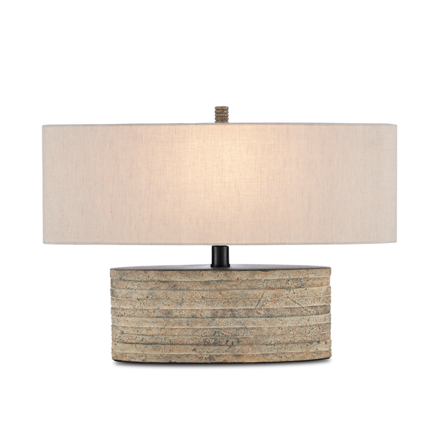 Innkeeper Rustic Oval Table Lamp - Elegant Terracotta Design with Vanilla Linen Shade for Home Decor