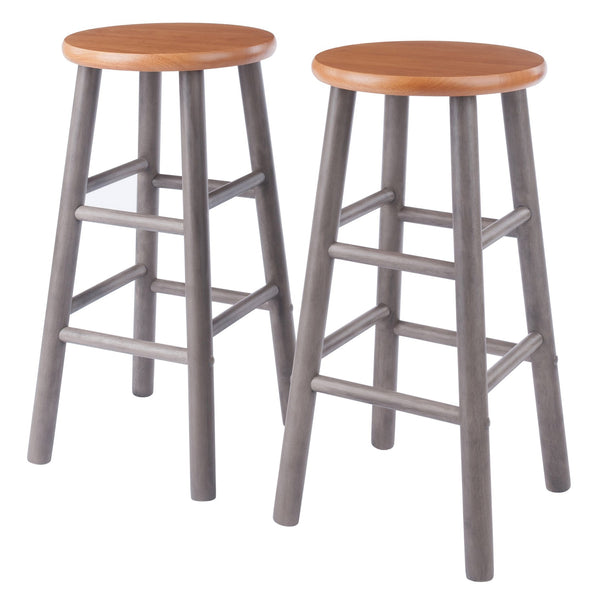 Winsome Wood Huxton 2-piece Counter Stool Set – Stylish Oyster Gray & Teak, Perfect For Modern & Farmhouse Decor! Oyster Gray ,Teak Solid Wood 36624-winsome-wood