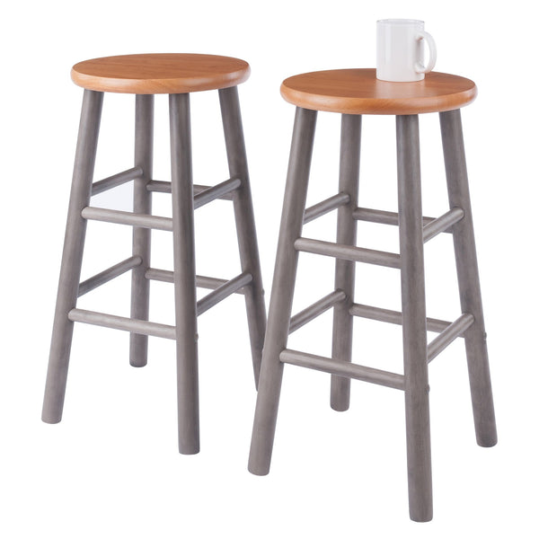 Winsome Wood Huxton 2-piece Counter Stool Set – Stylish Oyster Gray & Teak, Perfect For Modern & Farmhouse Decor! Oyster Gray ,Teak Solid Wood 36624-winsome-wood