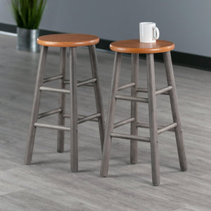 Winsome Wood Huxton 2-piece Counter Stool Set – Stylish Oyster Gray & Teak, Perfect For Modern & Farmhouse Decor! Oyster Gray ,Teak Solid Wood 36624-winsome-wood