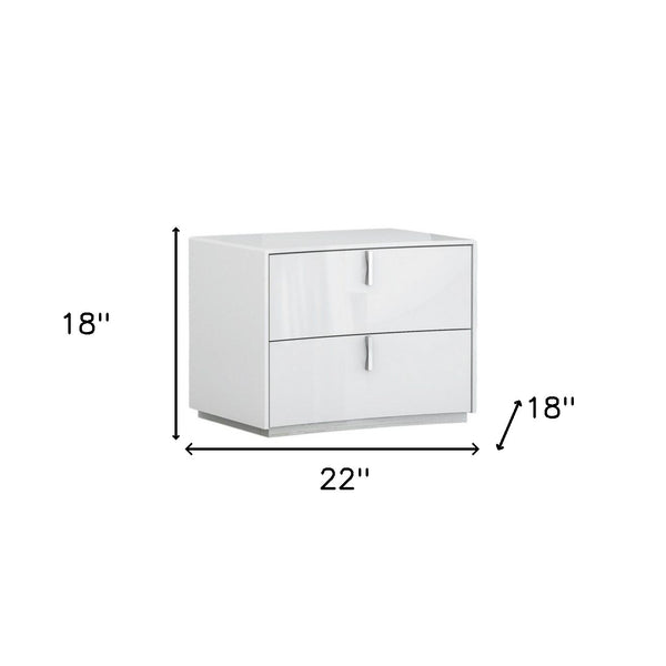 Homeroots 18" White Two Drawers Manufactured Wood Nightstand   366257