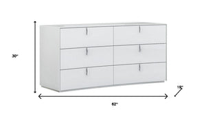 HomeRoots 62" Stylish White Dresser with Five Spacious Drawers for Organized Storage and Modern Elegance 6 366258