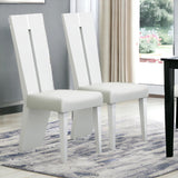 Homeroots Set Of Two Contemporary Sleek High Gloss White Dining Chairs  Wood 366265