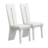 Homeroots Set Of Two Contemporary Sleek High Gloss White Dining Chairs  Wood 366265