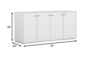 Homeroots 72" White Buffet Table With Four Doors   366267