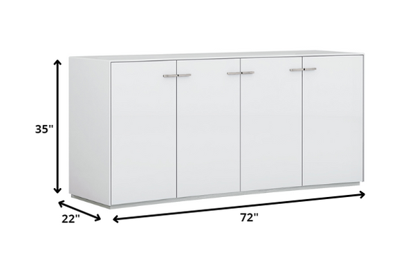 Homeroots 72" White Buffet Table With Four Doors   366267