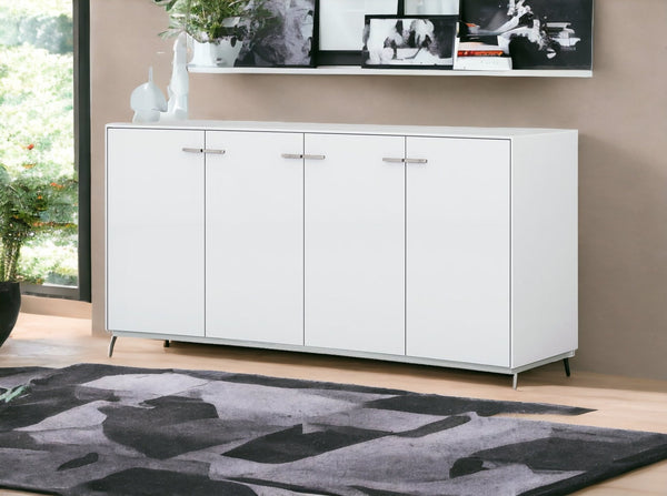 Homeroots 72" White Buffet Table With Four Doors   366267