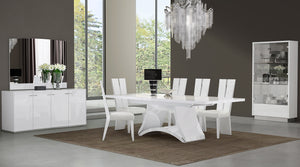 Homeroots Seven Piece White Dining Set With Six Chairs  Manufactured Wood,Faux Leather 366268