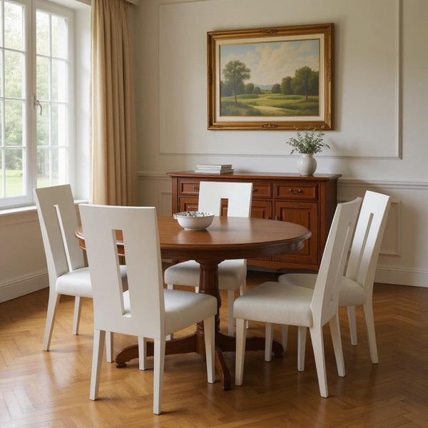 HomeRoots 98" White Dining Table - Contemporary High-Gloss Design with Pedestal Base for Elegant Entertaining 98.5" X 43.5" X 30" 366268