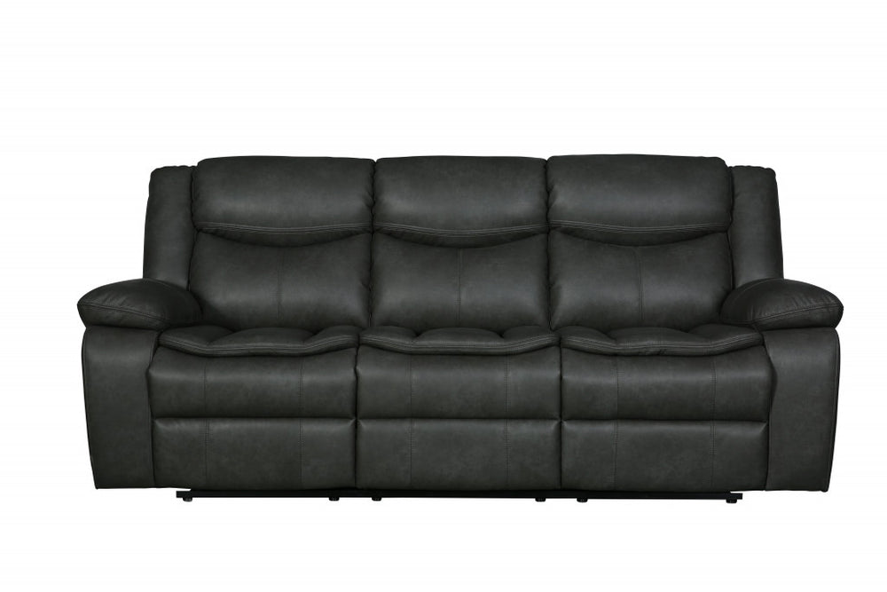 Homeroots 86" Gray Faux Leather Sofa With Black Legs Grey  366299