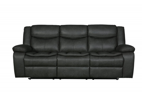 Homeroots 86" Gray Faux Leather Sofa With Black Legs Grey  366299