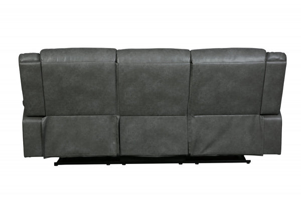 Homeroots 86" Gray Faux Leather Sofa With Black Legs Grey  366299