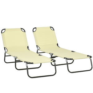 English Elm Outsunny 2-Piece Folding Chaise Lounge Set - Adjustable Reclining Pool Chairs For Outdoor Relaxation W2225P200693-GIGA