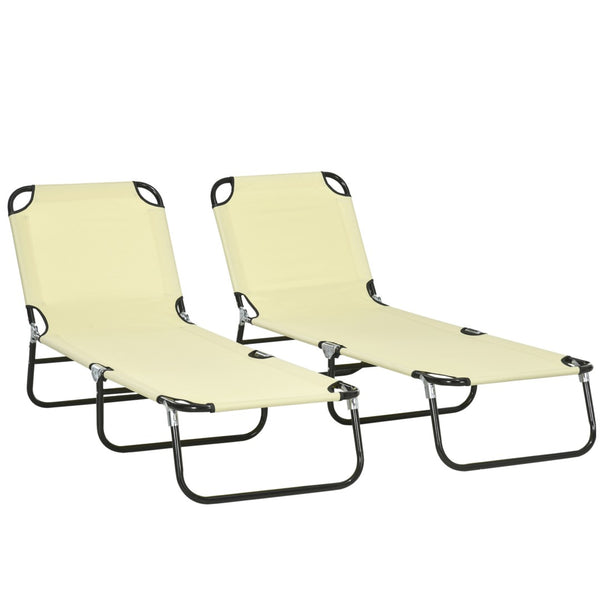 English Elm Outsunny 2-Piece Folding Chaise Lounge Set - Adjustable Reclining Pool Chairs For Outdoor Relaxation W2225P200693-GIGA