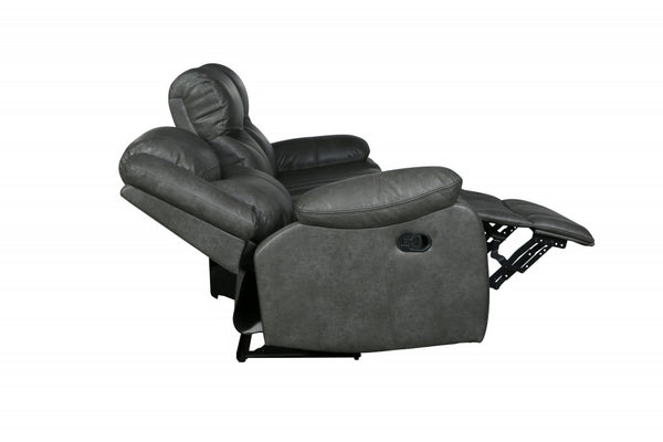 Homeroots 64" Gray Faux Leather Manual Reclining Love Seat Grey  366300