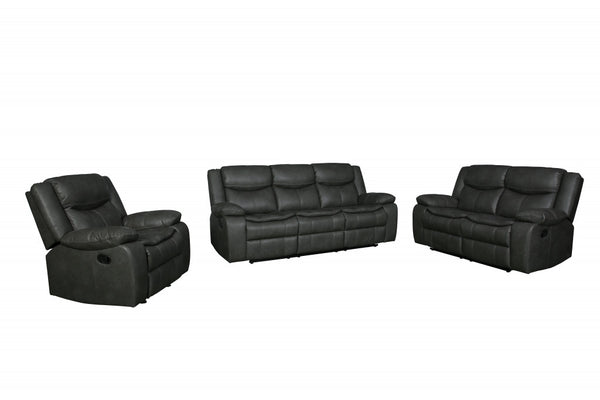 Homeroots Three Piece Indoor Gray Microsuede Five Person Seating Set Grey  366303