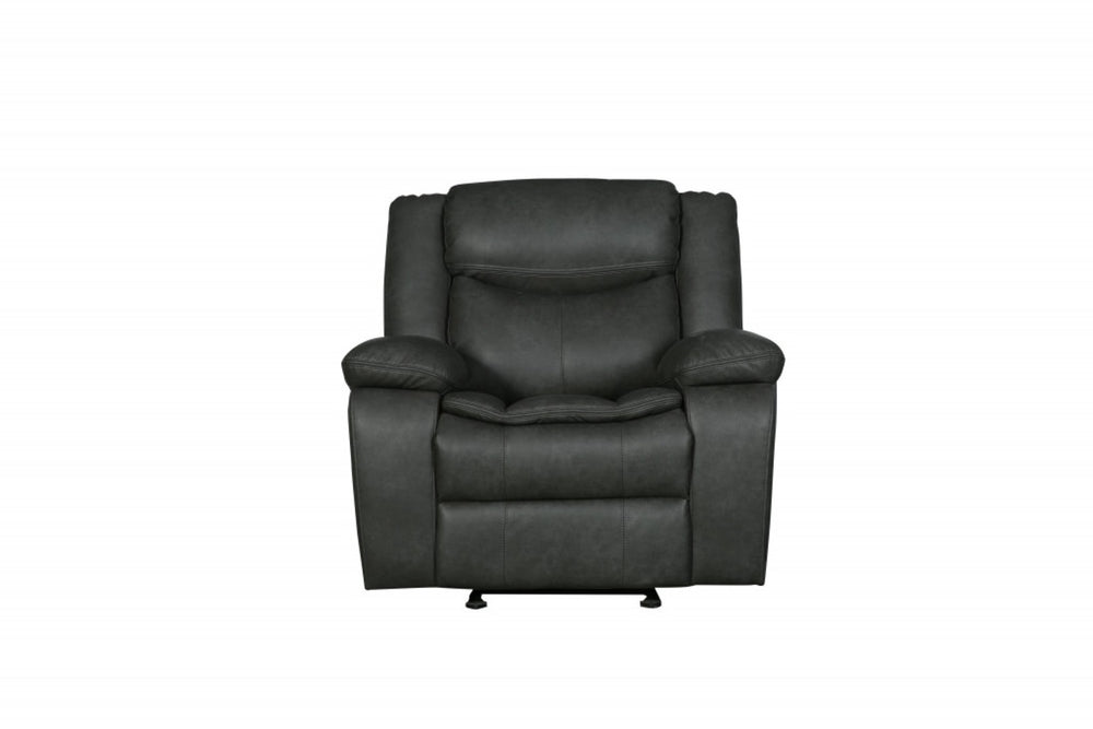 HomeRoots Three-Piece Indoor Gray Microsuede Seating Set for 5 - Cozy Reclining Sofa & Stylish Loveseat 366303