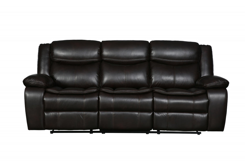 Homeroots 86" Brown Faux Leather Sofa With Black Legs Brown  366304