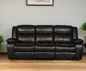 Homeroots 86" Brown Faux Leather Sofa With Black Legs Brown  366304