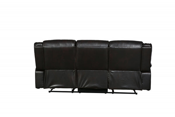 Homeroots 86" Brown Faux Leather Sofa With Black Legs Brown  366304