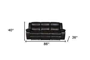 Homeroots 86" Brown Faux Leather Sofa With Black Legs Brown  366304