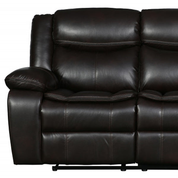 Homeroots 86" Brown Faux Leather Sofa With Black Legs Brown  366304
