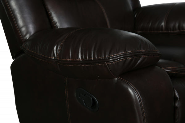 Homeroots 64" Brown Faux Leather Manual Reclining Love Seat Brown  366305