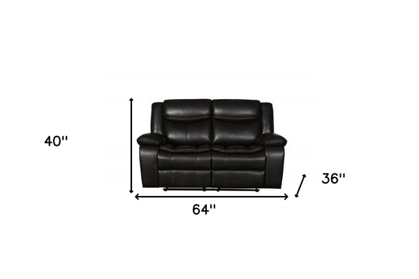 Homeroots 64" Brown Faux Leather Manual Reclining Love Seat Brown  366305