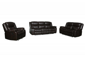 Homeroots Three Piece Indoor Brown Microsuede Five Person Seating Set Brown  366308