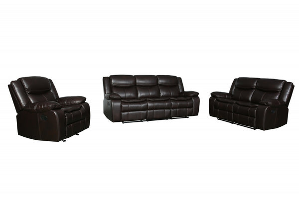 Homeroots Three Piece Indoor Brown Microsuede Five Person Seating Set Brown  366308