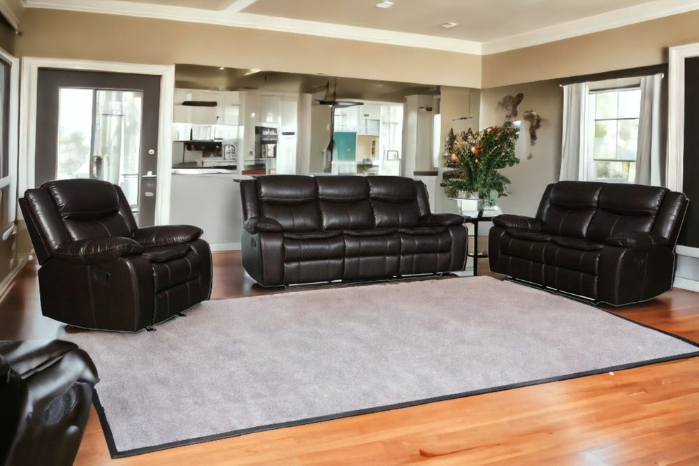 HomeRoots Three-Piece Indoor Brown Microsuede Seating Set for 5 – Cozy, Stylish & Easy-Care Comfort Solution 366308