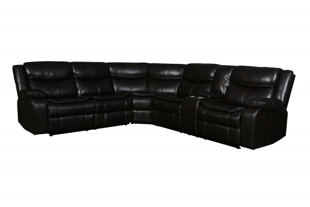 HomeRoots Brown U-Shaped Corner Sectional Sofa with Reclining Seats and Console for Stylish Living Spaces BROWN 366309