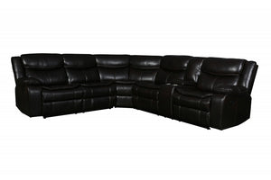 Homeroots Brown Polyester Blend Reclining U Shaped Three Piece Corner Sectional With Console Brown  366309