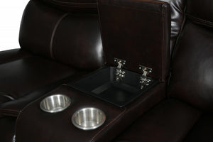 Homeroots Brown Polyester Blend Reclining U Shaped Three Piece Corner Sectional With Console Brown  366309