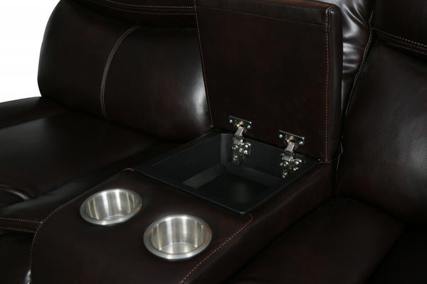 Homeroots Brown Polyester Blend Reclining U Shaped Three Piece Corner Sectional With Console Brown  366309