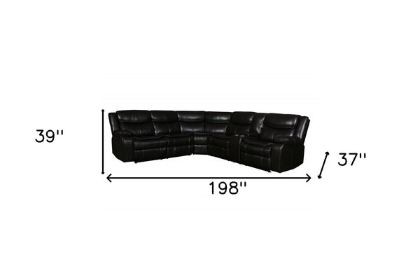 Homeroots Brown Polyester Blend Reclining U Shaped Three Piece Corner Sectional With Console Brown  366309