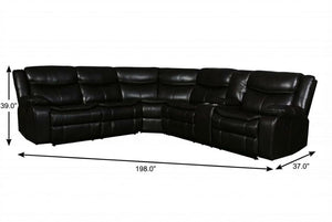 HomeRoots Brown U-Shaped Corner Sectional Sofa with Reclining Seats and Console for Stylish Living Spaces BROWN 366309